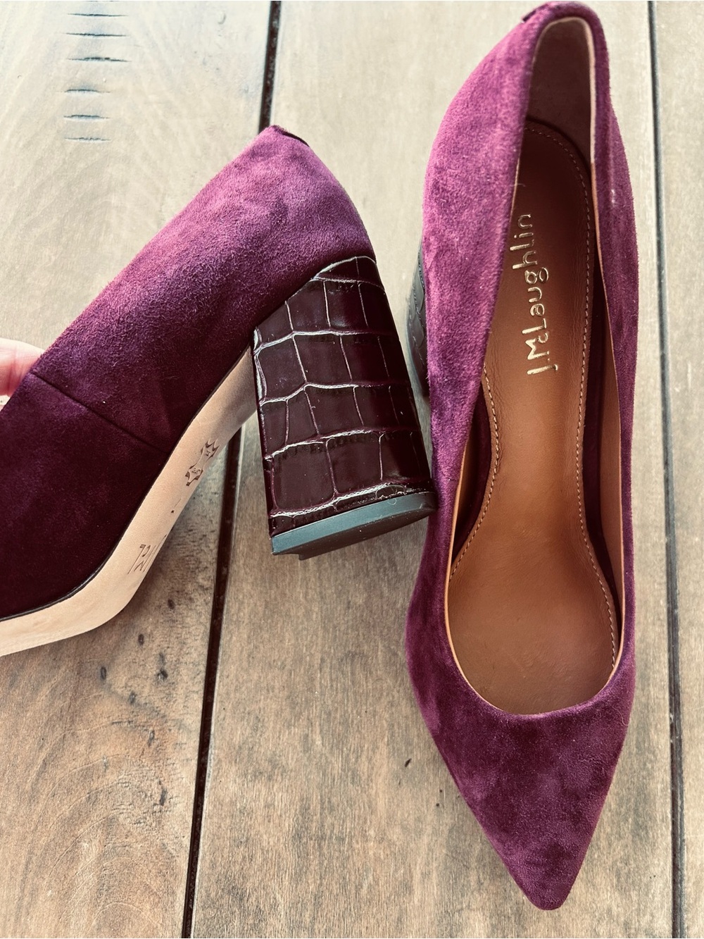 J.McLaughlin Beatrice Suede Pump in a rich burgundy/plum 7